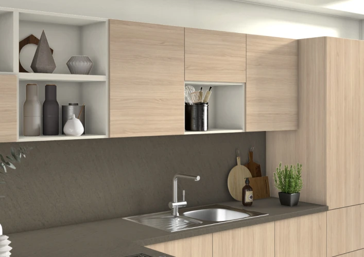 Terra Basaltino / Csiszolt Alumínium hátfalpanel - Egger F352 ST76 / F502 ST7 - Image 2