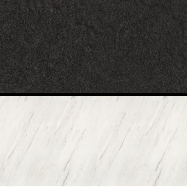 Egger F247 ST76 Mountain Basalt Antracit / F812 ST9 Fehér Levanti Márvány konyhai hátfalpanel