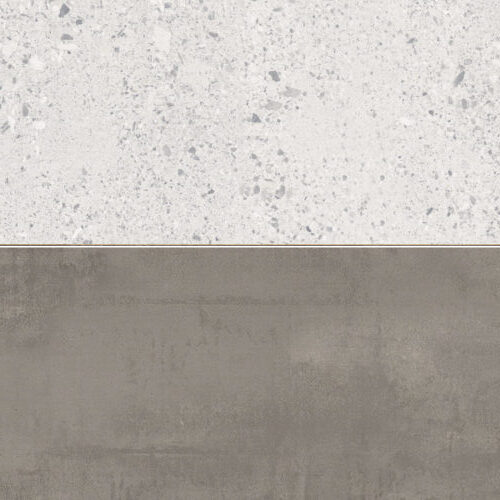 Kronospan K095 SU Világos Terrazzo Márvány / K200 RS Világosszürke Beton konyhai hátfalpanel