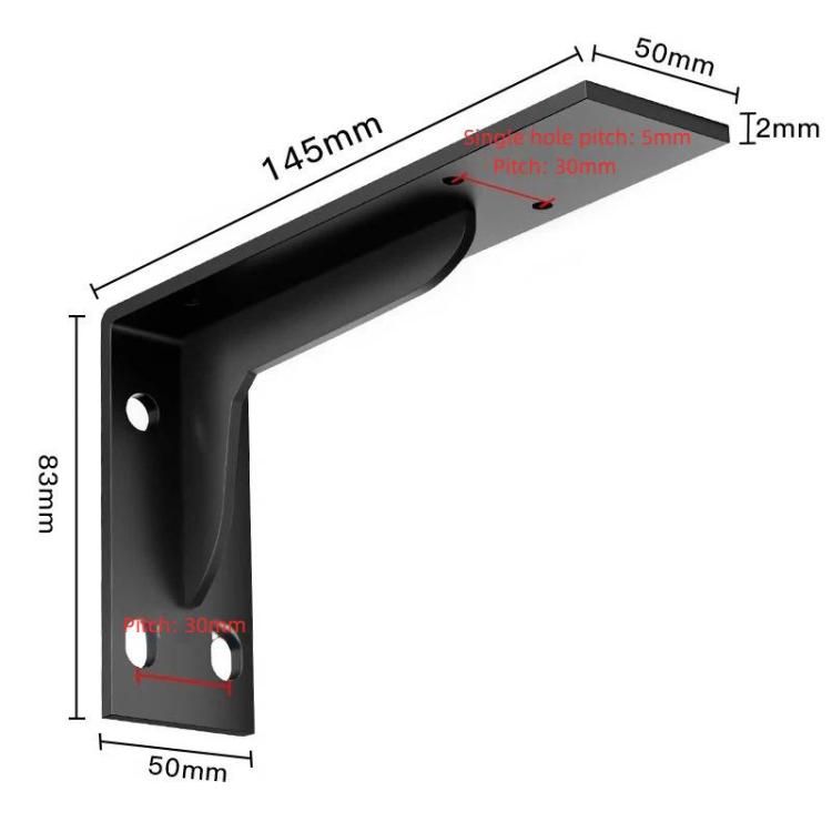 2db-os fali polctartó (fekete), 14,5 cm - Triangle Support Bracket - Image 2